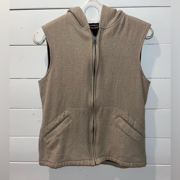 🤎WOOLRICH Sleeveless Wool Hoodie Zip Vest - Size M (estimated) - Picture 1 of 7